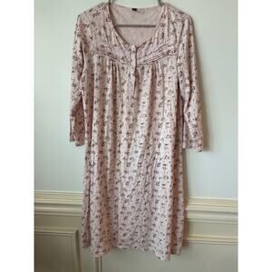 100% cotton pink floral nightgown cottagecore vintage lady Large
